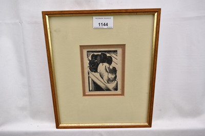 Lot 1144 - *John Nash (1893-1977) woodcut - Tibby and Patch, c.1919, stamped verso with Studio Stamp, 10cm x 7.5cm, in glazed frame