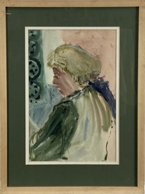 Lot 108 - Edwin Smith watercolour, portrait, 44cm x 29cm, in glazed frame