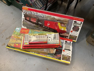 Lot 498 - Two Hornby trains- Flying Scotsman and Virgin Trains 125 plus Flieschmann train set and track