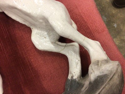 Lot 124 - Four Brian Andrew raku sculptures of hares and a dormouse
