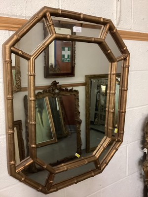 Lot 1373 - Simulated bamboo gilt framed wall mirror