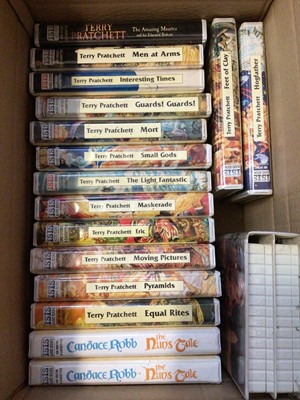 Lot 303 - Collection on Terry Pratchett books and audio book cassettes, Harry Potter, Lord of the Rings etc