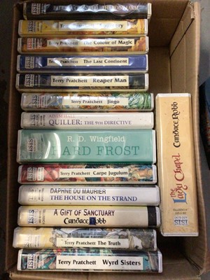 Lot 303 - Collection on Terry Pratchett books and audio book cassettes, Harry Potter, Lord of the Rings etc