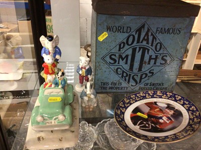 Lot 164 - Small group of Rupert figures and Smiths crisps advertising box