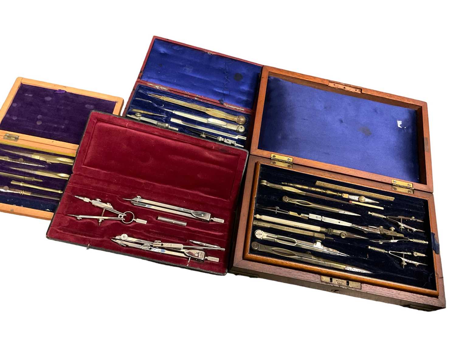 Lot 202 - Four drawing instrument sets