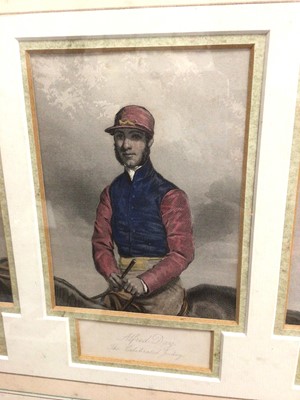 Lot 371 - Framed group of three Baxter prints of jockeys