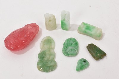 Lot 859 - Group of Chinese carved jade and hardstone pieces