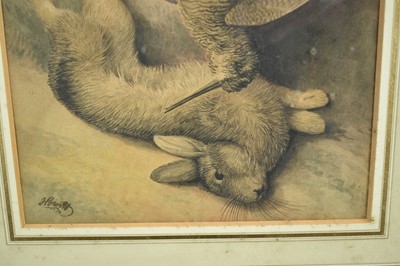 Lot 1075 - Samuel Howitt (1765-1822) watercolour - Still Life with Woodcock and Rabbit, signed, 24cm x 20cm, in glazed gilt frame