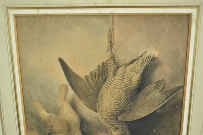 Lot 1075 - Samuel Howitt (1765-1822) watercolour - Still Life with Woodcock and Rabbit, signed, 24cm x 20cm, in glazed gilt frame