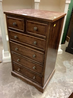 Lot 1235 - Old narrow mahogany nest of six drawers with brass handles 47cm wide, 80cm high, 37cm deep