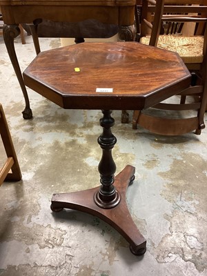 Lot 1237 - Victorian mahogany wine table with octagonal top, turned colomn on trefoil base on pad feet