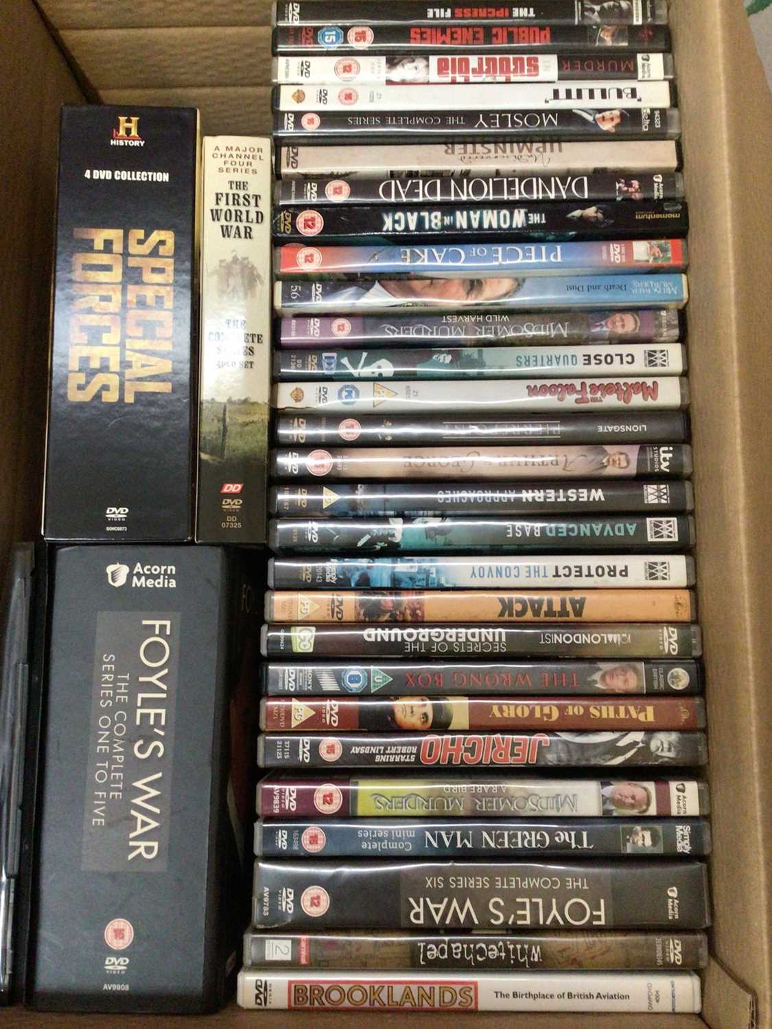 Lot 313 - Three boxes of DVDs, mainly war and railway related