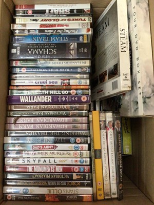 Lot 313 - Three boxes of DVDs, mainly war and railway related