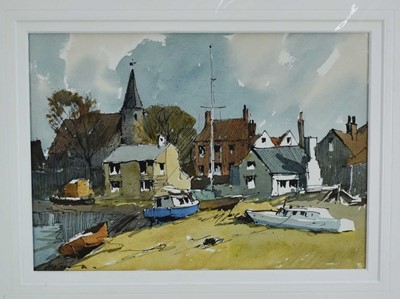 Lot 1172 - *Edward Wesson (1910-1983) ink and watercolour - Piddinghoe, signed, 20cm x 29cm, with mount, unframed