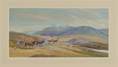 Lot 1086 - Harold Frank Wallace (1881-1962) watercolour and bodycolour - 'Above the Loch', signed, 17cm x 34cm, in glazed frame