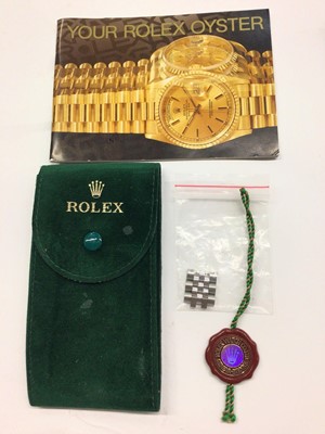 Lot 1052 - Rolex empty watch box with outer cardboard box, one other, Rolex pouch and spare links