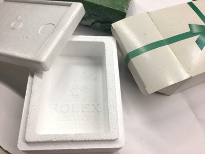 Lot 1052 - Rolex empty watch box with outer cardboard box, one other, Rolex pouch and spare links