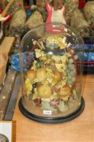 Lot 3786 - Victorian glass dome with a waxed fruit...