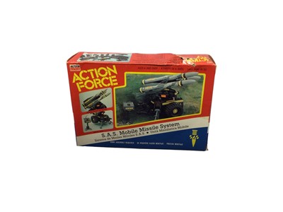 Lot 92 - Palitoy Action Man Action Force Z Force Rapid Fire Motor Cycle & Quarrel, plus S.A.S Mobile Missile System, all boxed with original internal packaging (x3) (4 total)