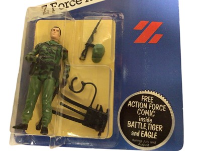Lot 86 - Palitoy Action Man Action Man Z Force Radio Operator, Sapper & Infantryman, all on card with blister packs (3)