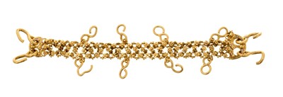 Lot 642 - Antique gold chain with flower head links and figure of eight fittings, possibly Mediterranean, 14cm overall length