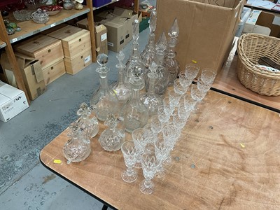 Lot 467 - Collection of 19th century and later glassware to include eight cut glass decanters and glasses.