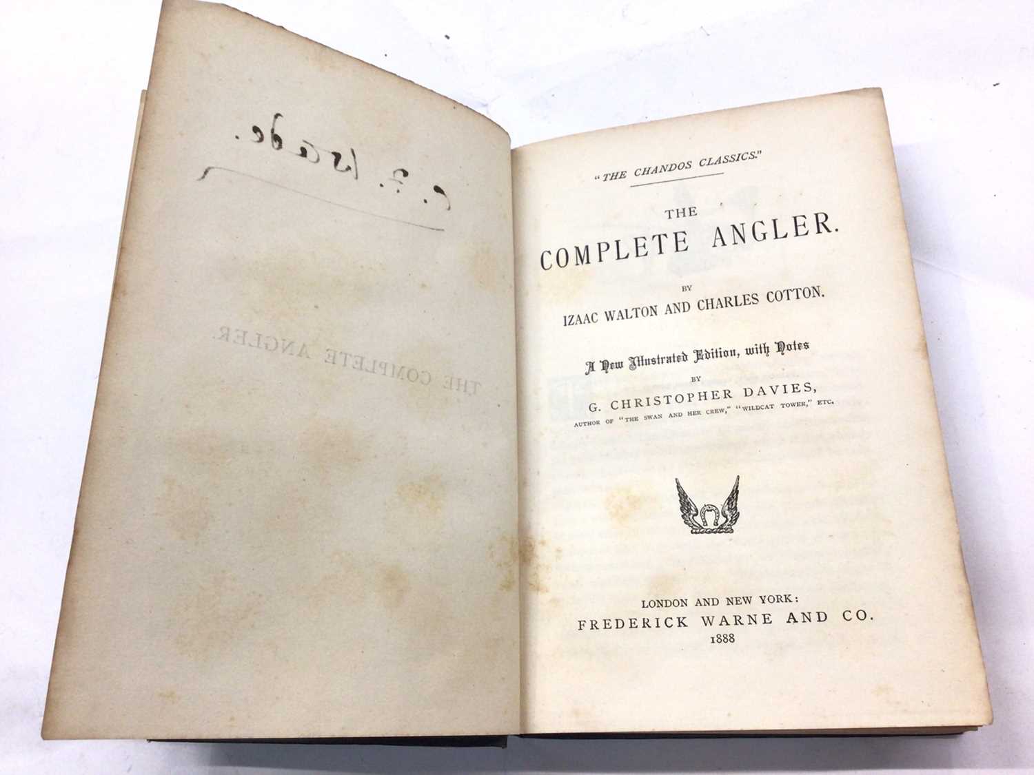 Lot 385 - One book- The Complete Angler “The Chandos Classics” 1888