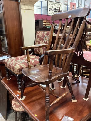 Lot 1279 - Victorian Elm kitchen elbow chair