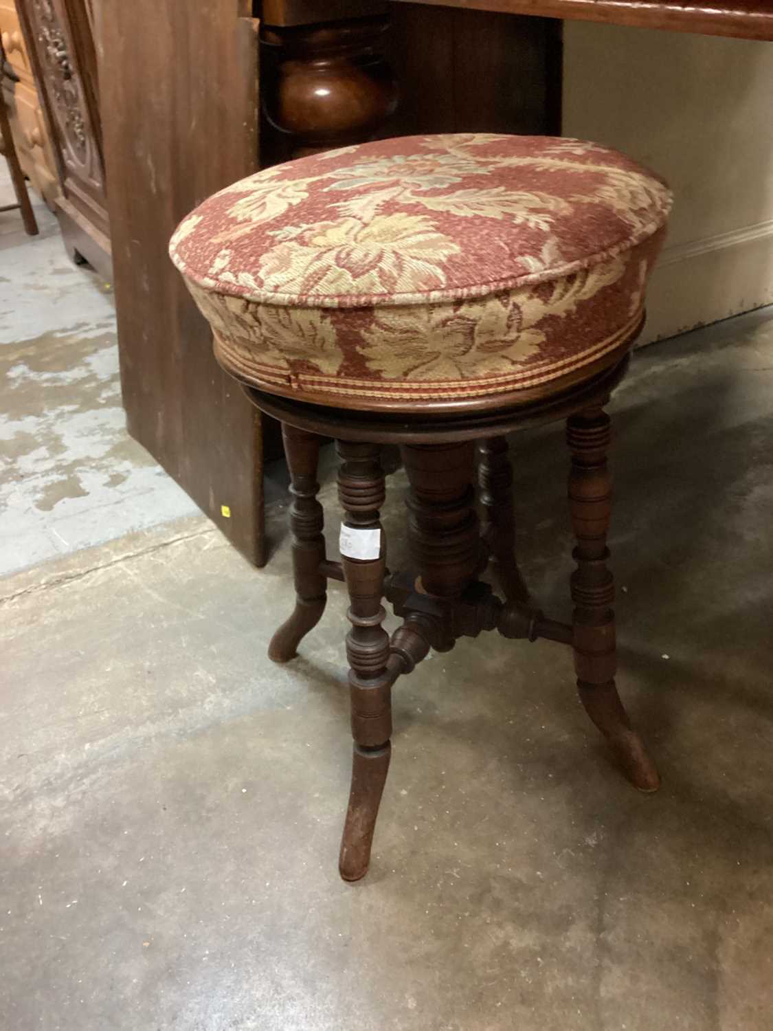 Lot 1280 - Edwardian Piano stool and easy chair