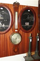 Lot 3796 - 19th century banjo barometer / thermometer in...