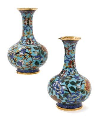 Lot 863 - Pair of antique Chinese cloisonné vases