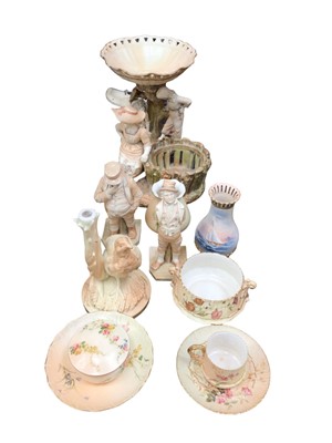 Lot 156 - Group of late Victorian Royal Worcester porcelain blushed ivory wares