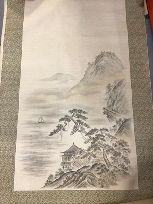 Lot 351 - Large Chinese print in glazed frame and other unframed vintage Chinese prints