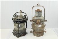 Lot 3802 - Two metal and glass ships' lanterns, by...