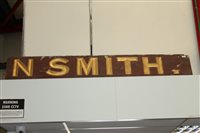 Lot 3804 - Antique shop sign - N Smith, brown with gilt...