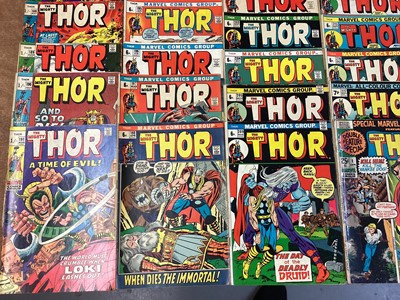 Lot 43 - Marvel Comics The Mighty Thor, 1970's (English and American price variants). To include #191 - 1st apperance of Durok the Demolisher, #193 - Classic Thor and Silver Surfer battle and #200 - Ragnaro...