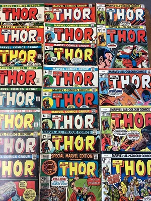 Lot 43 - Marvel Comics The Mighty Thor, 1970's (English and American price variants). To include #191 - 1st apperance of Durok the Demolisher, #193 - Classic Thor and Silver Surfer battle and #200 - Ragnaro...