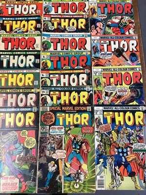Lot 43 - Marvel Comics The Mighty Thor, 1970's (English and American price variants). To include #191 - 1st apperance of Durok the Demolisher, #193 - Classic Thor and Silver Surfer battle and #200 - Ragnaro...