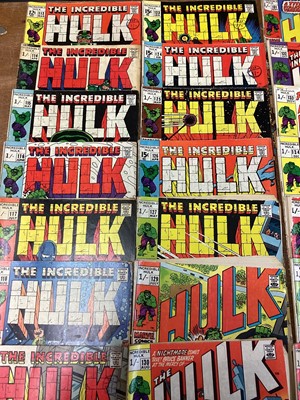 Lot 45 - Marvel Comics The Incredible Hulk, Mostly 1970's (English and American price variants). To include #115 - cover art by Herb Trimpe, #116 - classic Hulk and Sub-Mariner battle, #122 - Hulk battles F...