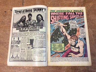 Lot 45 - Marvel Comics The Incredible Hulk, Mostly 1970's (English and American price variants). To include #115 - cover art by Herb Trimpe, #116 - classic Hulk and Sub-Mariner battle, #122 - Hulk battles F...