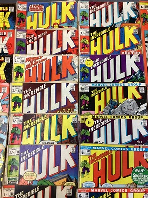 Lot 45 - Marvel Comics The Incredible Hulk, Mostly 1970's (English and American price variants). To include #115 - cover art by Herb Trimpe, #116 - classic Hulk and Sub-Mariner battle, #122 - Hulk battles F...