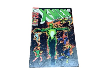 Lot 15 - Marvel Comics X-Men #55 #56 (1969) (UK Price Variant) Living Pharaoh appearance, Backup feature tells Angel's origin. First appearance of the Living Monolith, Backup feature continues origin of Ang...