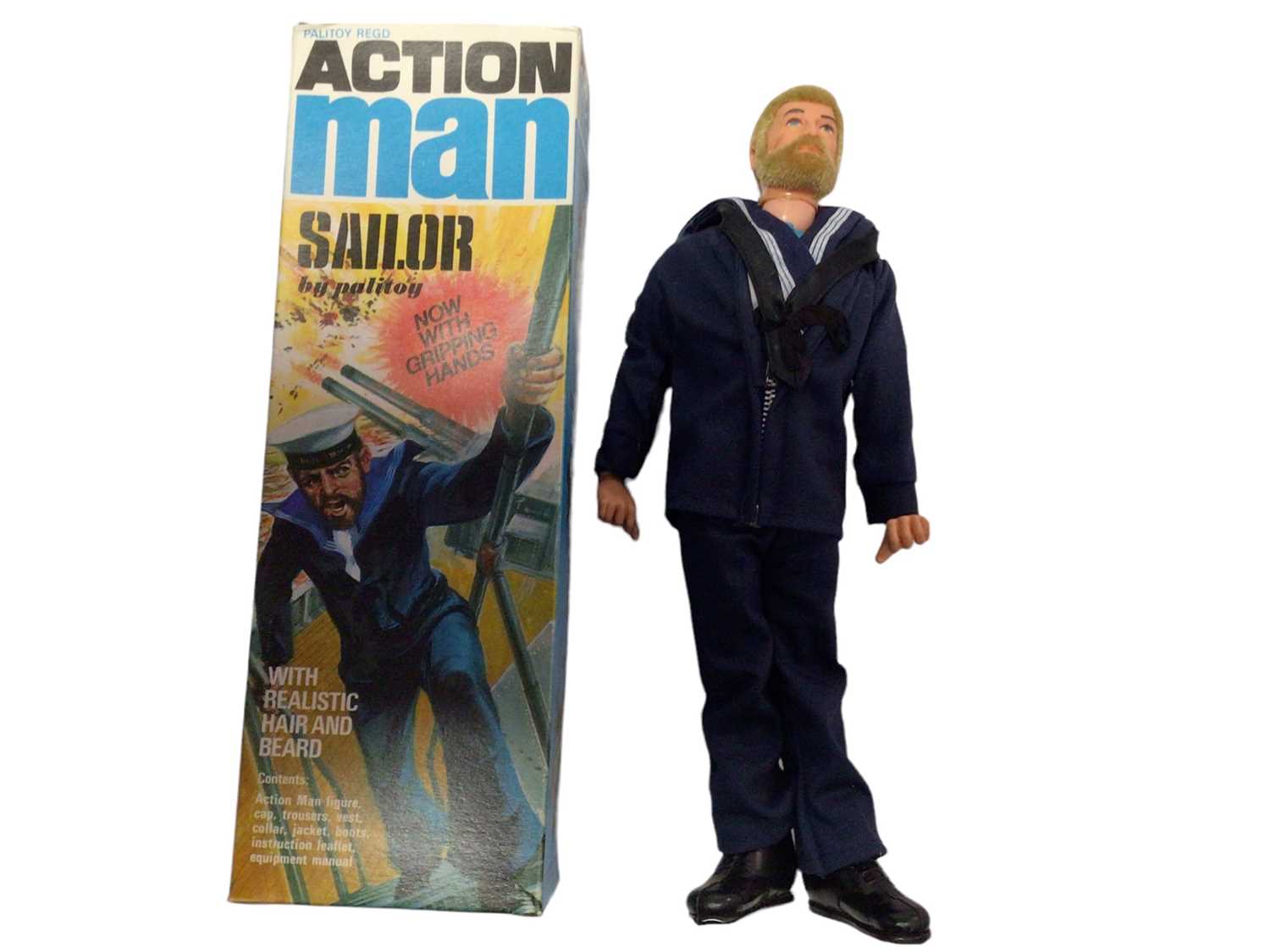 Lot 5 - Palitoy Action Man Sailor with flock hair & beard and gripping hands, boxed No.34054 (1)