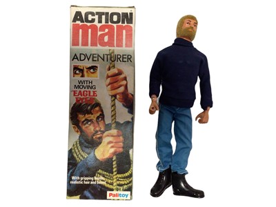 Lot 6 - Palitoy Action Man Adventurer with flock hair & beard and eagle eyes, plus gripping hands, boxed No.34072 (1)