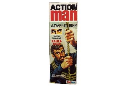 Lot 6 - Palitoy Action Man Adventurer with flock hair & beard and eagle eyes, plus gripping hands, boxed No.34072 (1)