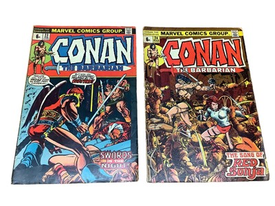 Lot 17 - Marvel Comics Conan the Barbarian, 1973 (English price variants). #23 - first apperance/cameo of Red Sonja together with #24 - first cover and second apperance of Red Sonja. (2)