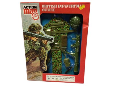 Lot 24 - Palitoy Action Man (1980's) Luftwaffe Pilot & British Infantryman Outfit, boxed (2)