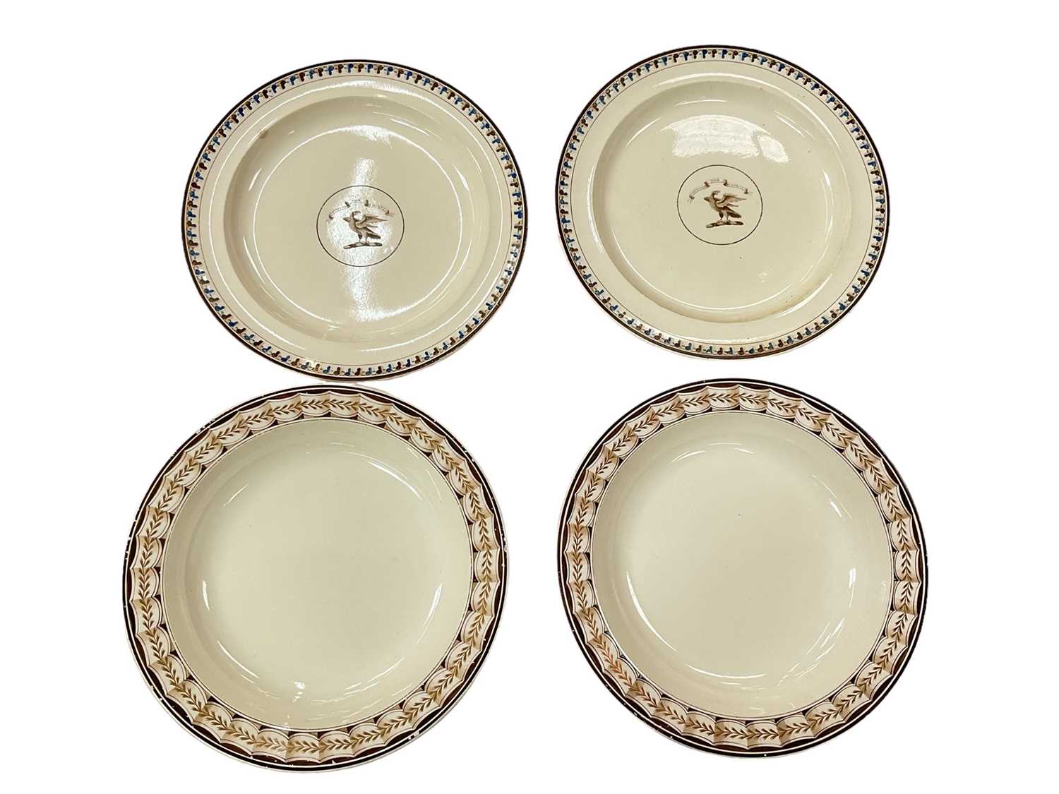 Lot 79 - Pair of Wedgwood Queensware crested plates and another pair of plates