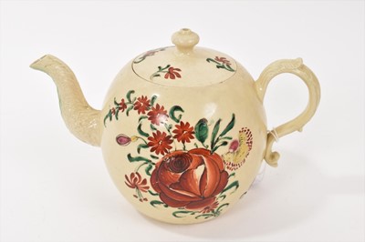 Lot 208 - Creamware teapot and cover, circa 1770
