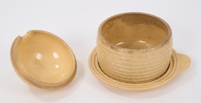 Lot 158 - Wedgwood glazed caneware skeep shaped honey pot and cover, circa 1800